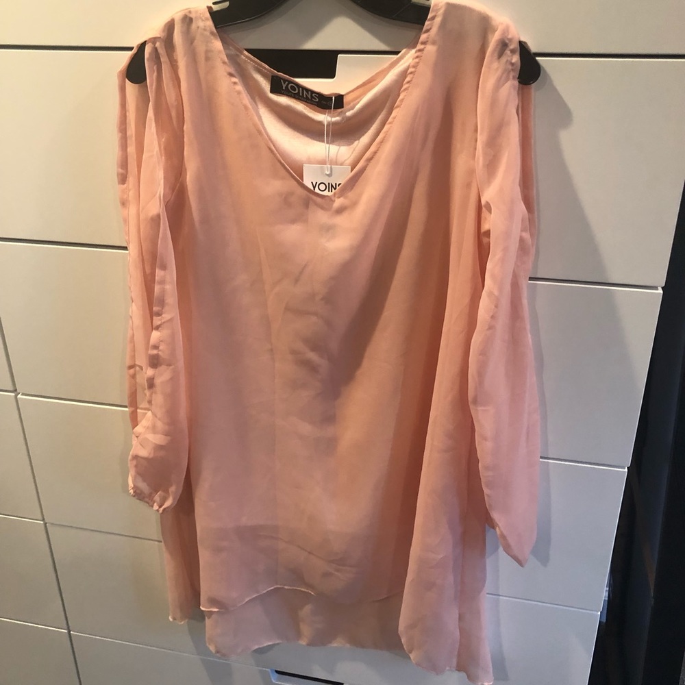 Pink Chiffon hi-lo blouse